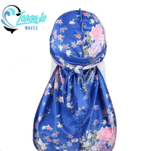 TorontoWaves™ Blue Floral Velvet Du-Rag
